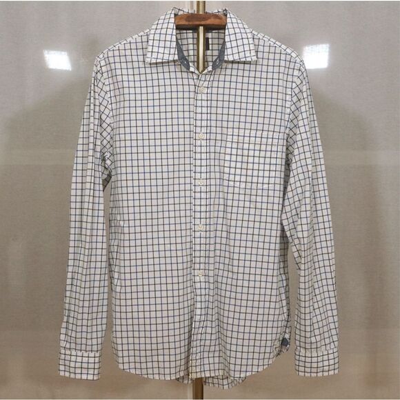 Gap White Blue Square Check Button Down Shirt - Picture 2 of 6